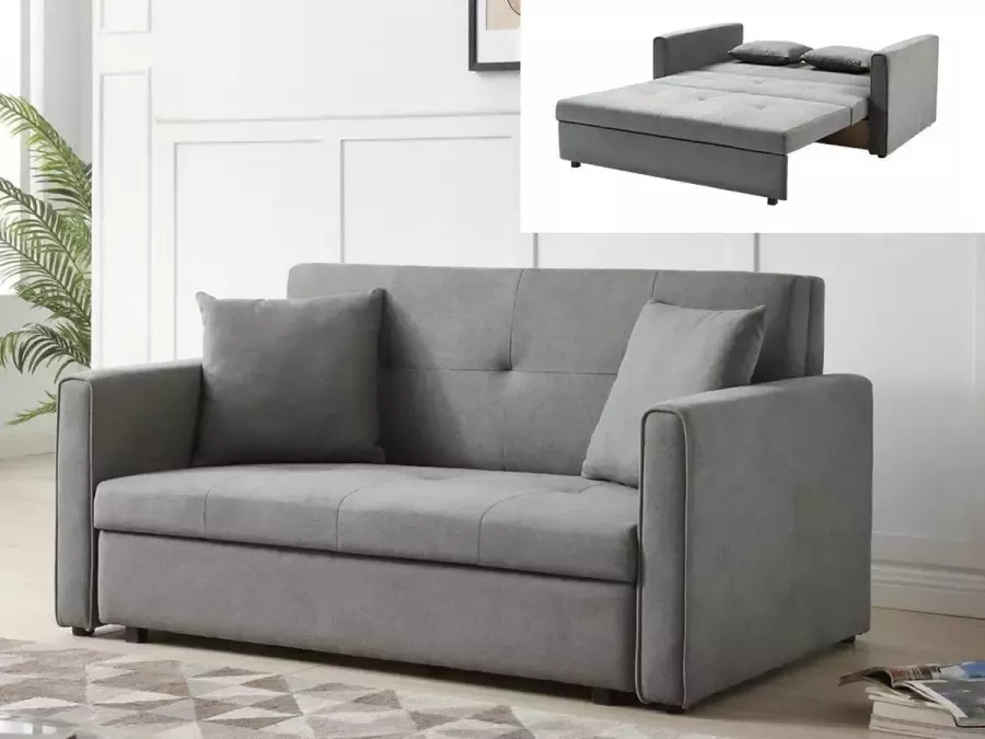 Stoffen 2 zits slaapbank zwart KASANI L 152 cm x H 80 cm x D 101 cm