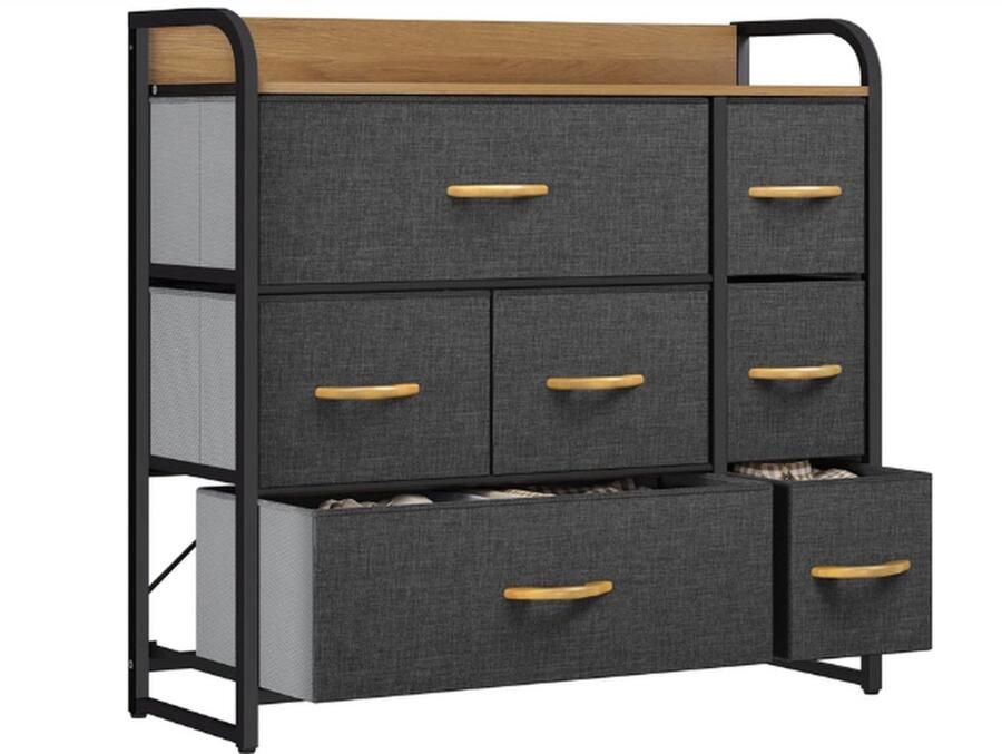 Stoffen Dressoir 7 Lades Opbergunit voor Slaapkamer Woonkamer 80x29x79cm Bruin