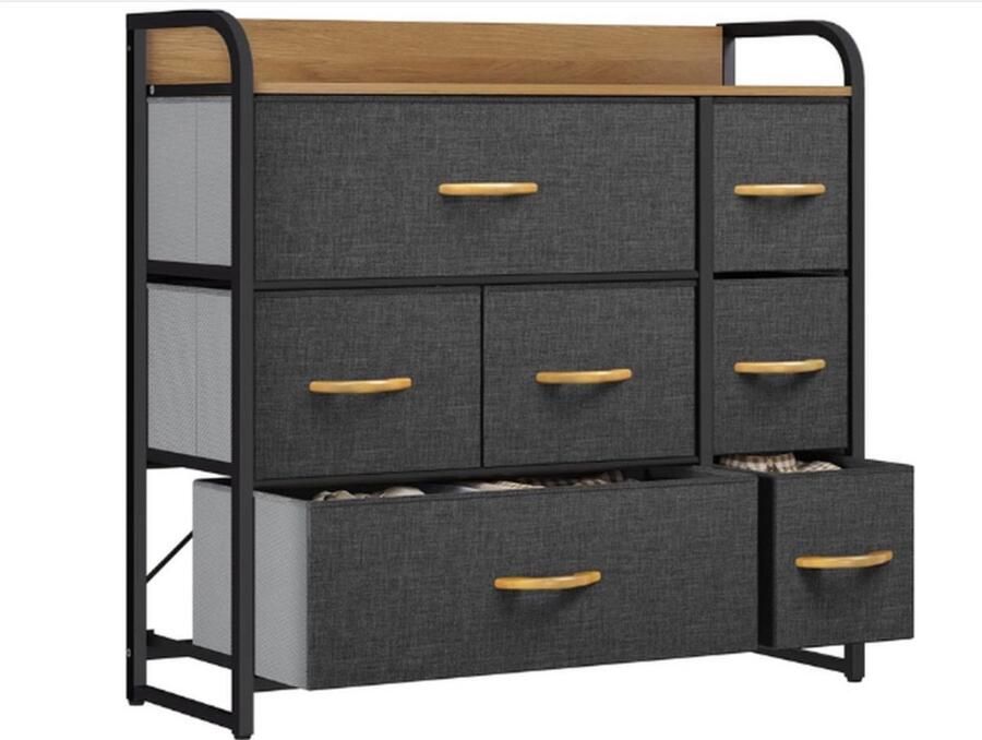 Stoffen Dressoir 7 Lades Opbergunit voor Slaapkamer Woonkamer 80x29x79cm Bruin