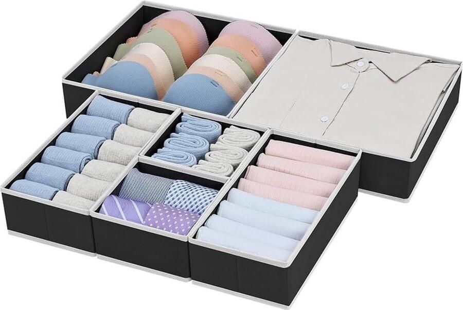 Stoffen dressoir ladeorganisatoren sokkenorganizer en ondergoed organizer opvouwbaar ladeverdeler voor kleding beha's en T-shirts sokken en slipjes 6 verpakkingen