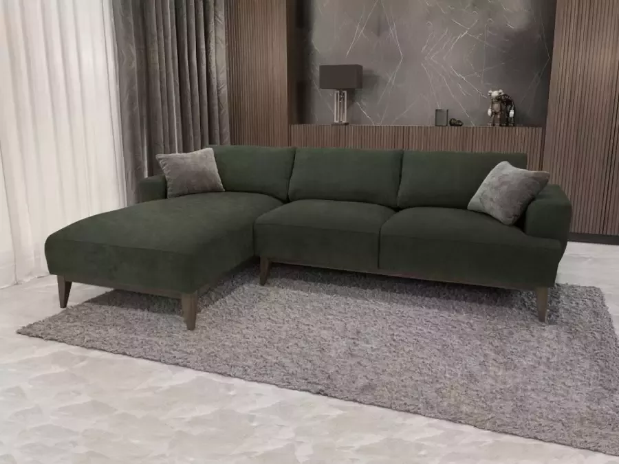 Stoffen hoekbank dennengroen linkerhoek JOSEFA L 268 cm x H 82 cm x D 167 cm