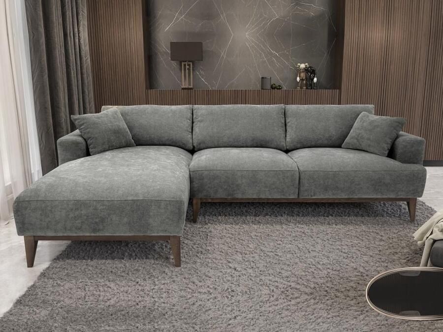 Stoffen hoekbank grijs linkerhoek JOSEFA L 268 cm x H 82 cm x D 167 cm