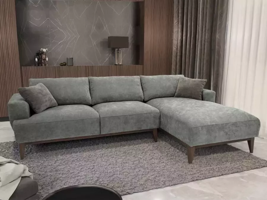 Stoffen hoekbank grijs rechterhoek JOSEFA L 268 cm x H 82 cm x D 167 cm