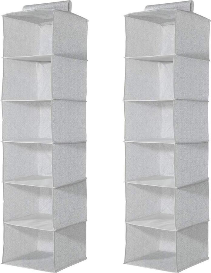 Stoffen kleding opbergers 2 stuks hangkast organizers Grijs Opvouwbaar 30 x 30 x 126 cm Voor kledingkast