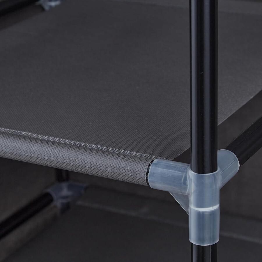 Stoffen kledingkast 2 stangen 3 lades & 4 vakken vouwkast met deuren 173 x 112 x 44 cm antraciet Opbergsysteem voor kleding Kledingkast