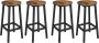 Vasagle Barkruk set van 4 barkrukken keukenstoelen met stalen frame hoogte 65 cm rond eenvoudige montage industrieel ontwerp vintage bruin-zwart - Thumbnail 3