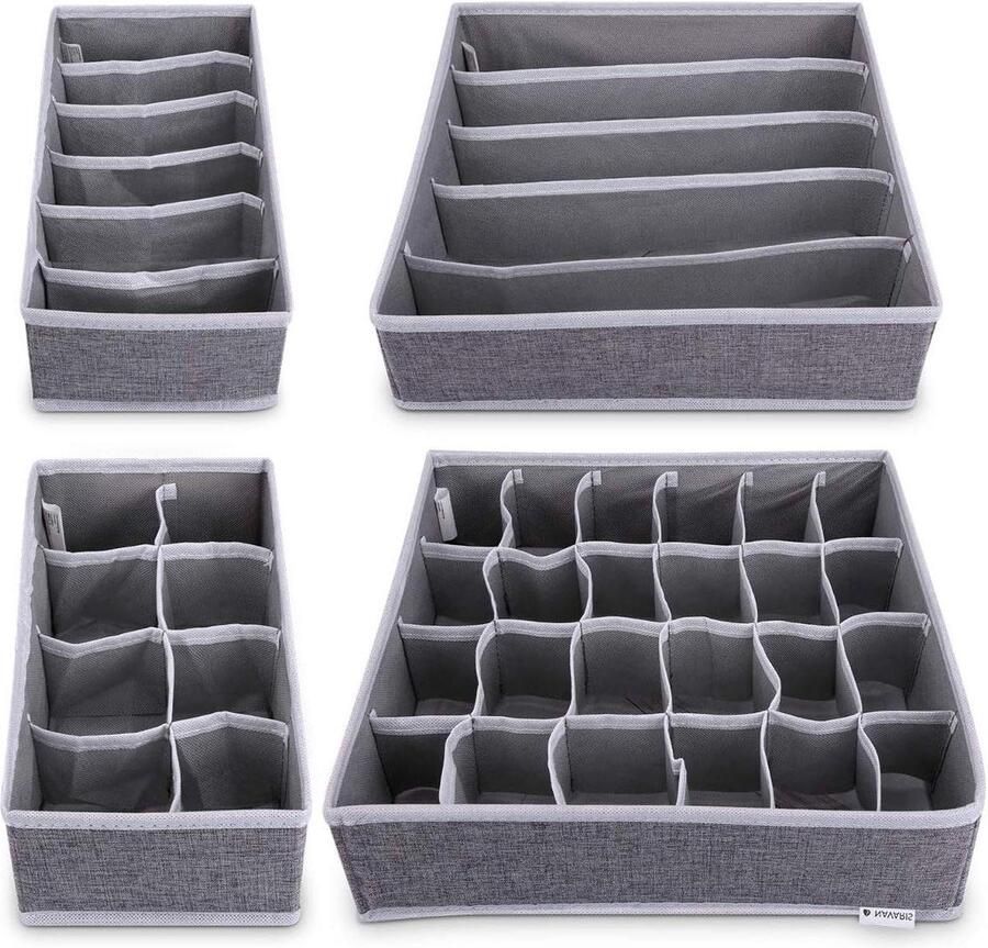 Stoffen opbergbox voor kledingkast Ladeverdeler Set van 4 Grijs