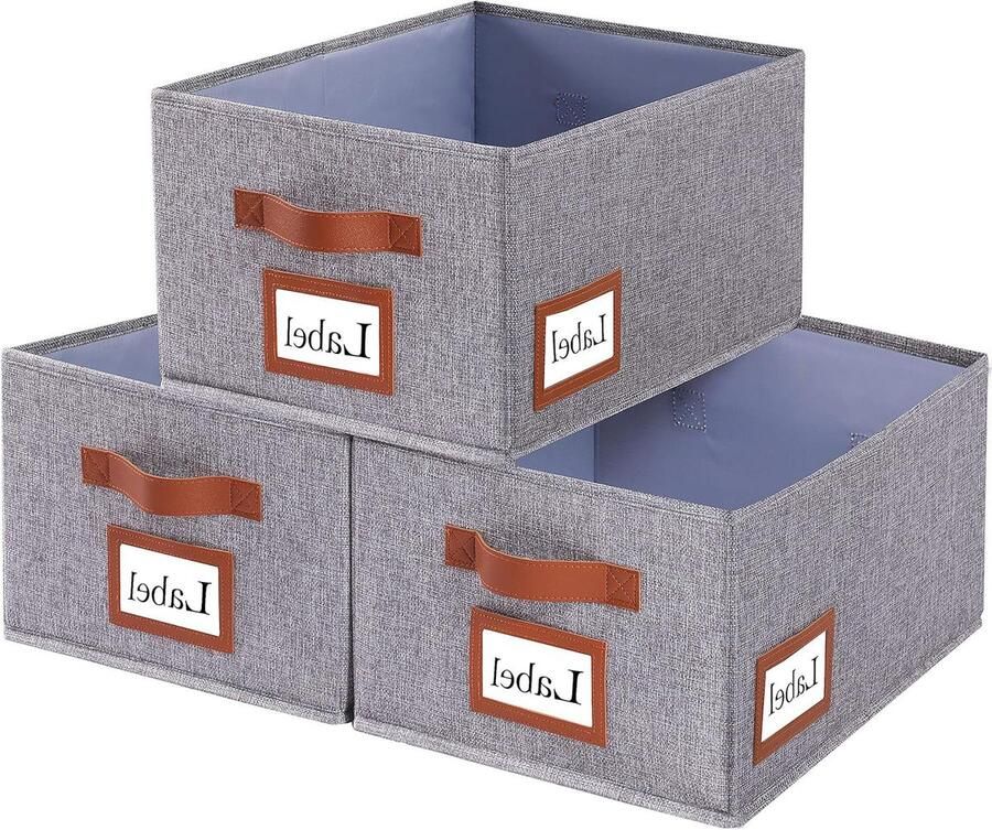 Opbergdozen stoffen organizer geschikt voor kledingkast 3 stuks grijs 38 x 26 x 20 cm