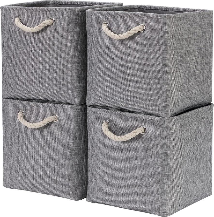 Stoffen opbergmand Opbergdoos Set van 4 Grijs Canvas 30 x 30 x 30 cm