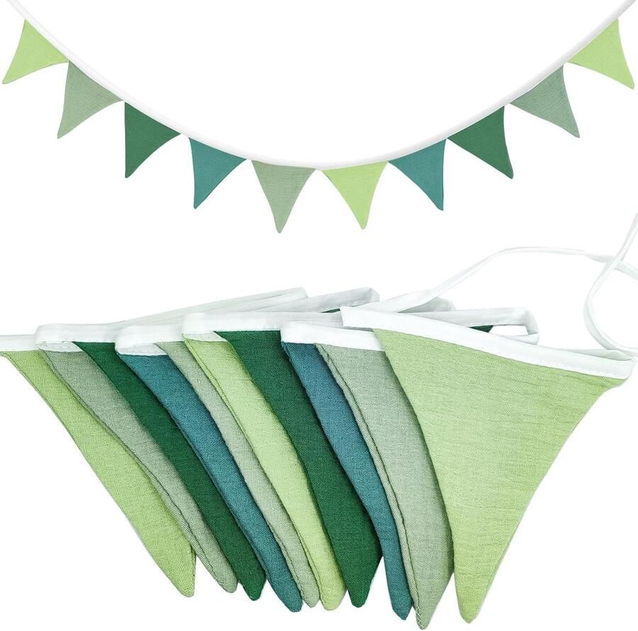 Stoffen slinger mousseline wanddecoratie groene vlaggetjesslinger kinderkamer decoratie huisbed decoratie