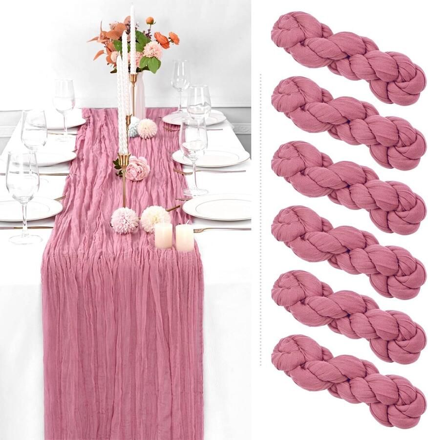 Stoffige roze kaasdoek tafellopers set van 6 100% natuurlijk 35x120 inch