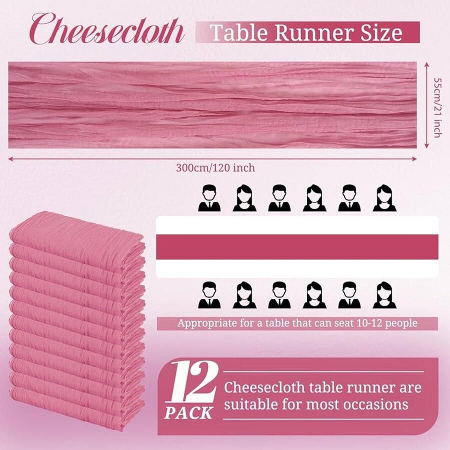 Stoffige Rozen Tafelloper Romantisch en Rustiek 1 stuk Roze Gaas 55 x 300 cm