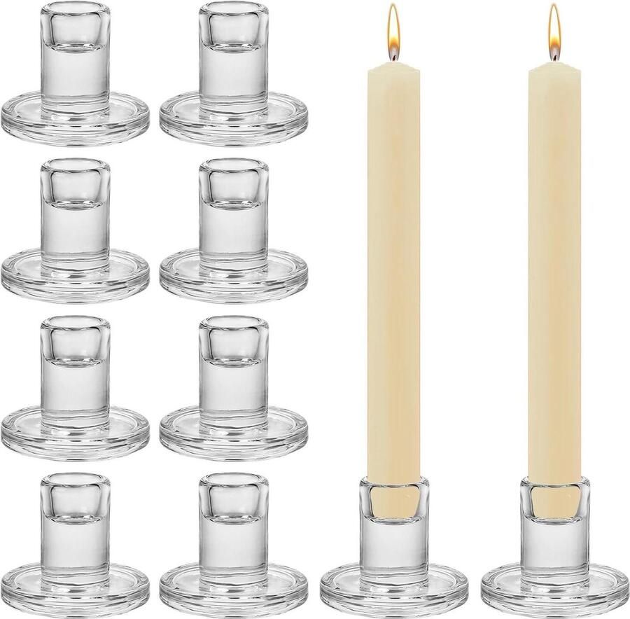 Stokandelaar glas 10 stuks kaarsenstandaard voor staafkaarsen eettafel feest Kerstmis vintage decoratie woonkamer advent