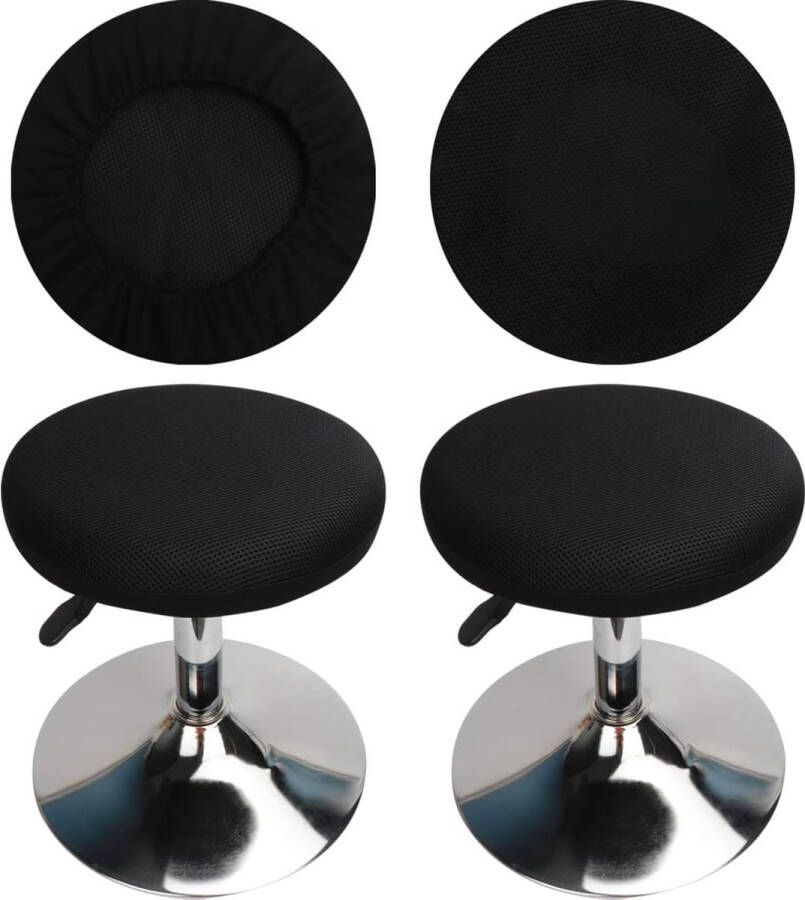 Stool Cover Round Protective Covers for Stools Washable Easy Care Breathable and Durable for 26-38 cm Round Stool Diameter (Black 2)
