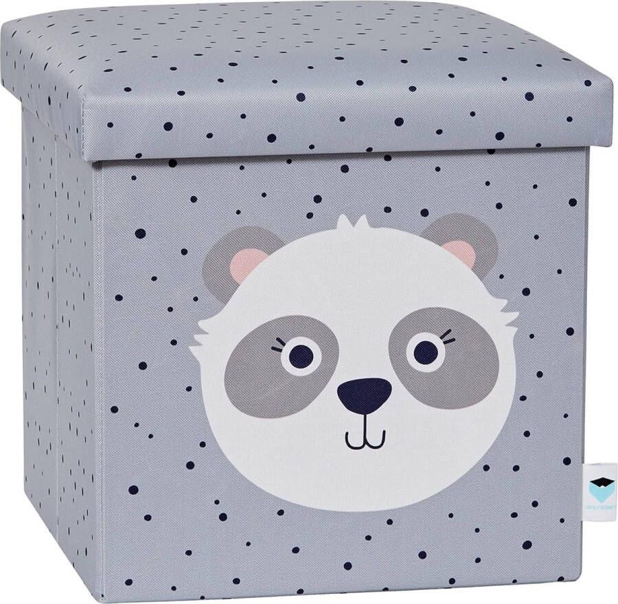 Stool with Storage Space Seat Box Made of High-Quality Fabric Comfortable and Extra Stable Grey with Panda 35 x 35 x 35 cm - Foto 2