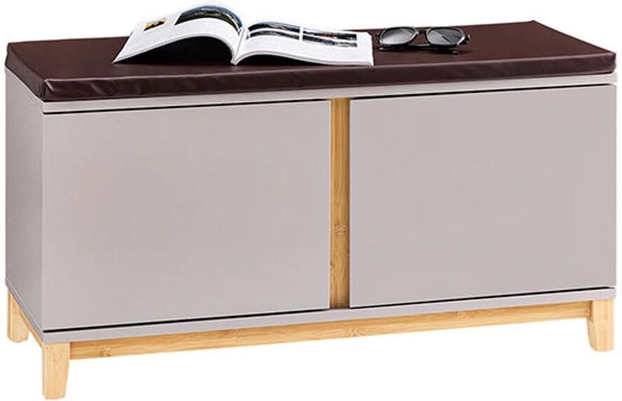 Storage Bench Entryway Organizer Schoenkast Verstelbare planken Comfortabele kussen 90 x 34 x 47 cm