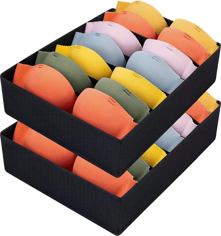 2 stuks opbergdozen 7 cellen lade beha-organizer opvouwbare laden ondergoed organizer voor het bewaren van beha's ladeverdeler thuis slaapzaal kledingkast