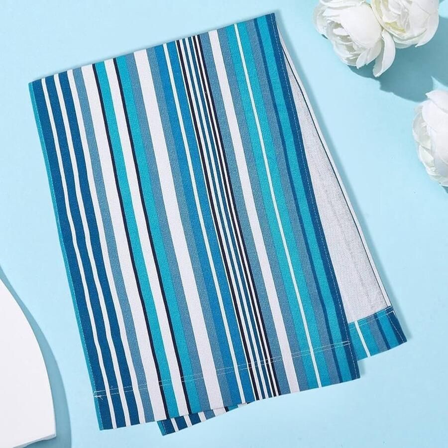 Strandsling terrasstoel blauwe strepen canvas 115 x 43 cm