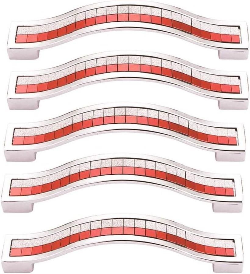 Strass Kristal Garderobekast Handgrepen Set van 5 Kastdeurgrepen Europa Stijl Zinklegering Meubelgrepen 128mm Rood