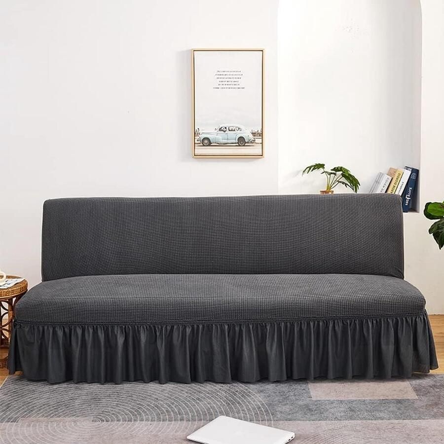 Stretch Sofa Cover Sets Anti-Slip Sofa Slipcover met Elastische Band Beige Jacquard Stof Meubelbeschermer 1 zits (80-120cm) met aparte rugleuningen en zitkussens - Foto 2