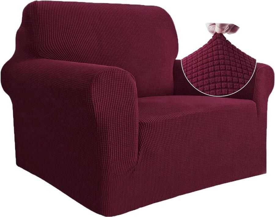 Stretch Bankhoes 1 Zit Bankhoezen voor Woonkamer 1 Stuk Bordeaux
