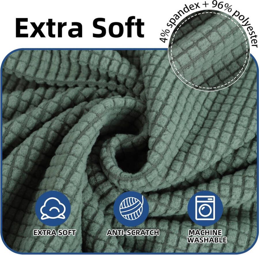 Stretch Bankhoes 2 Zits Elastische Bankhoezen Voor Woonkamer 1 Stuks Universele Rekbare Armsteun Sofahoes Met Anti-slip Schuim Krasbestendig Meubelhoes Voor Bank Groen