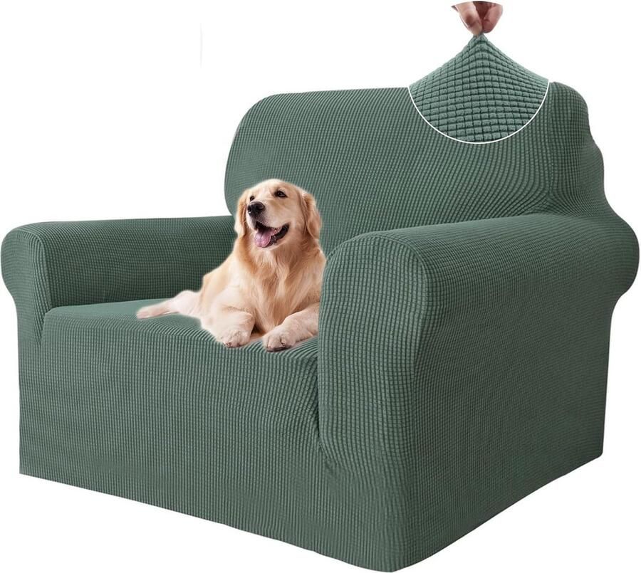 Stretch Bankhoes 1 Zit Elastische Bankhoezen Voor Woonkamer Universele Rekbare Armsteun Sofahoes Krasbestendig Meubelhoes Voor Bank Lichtgroen