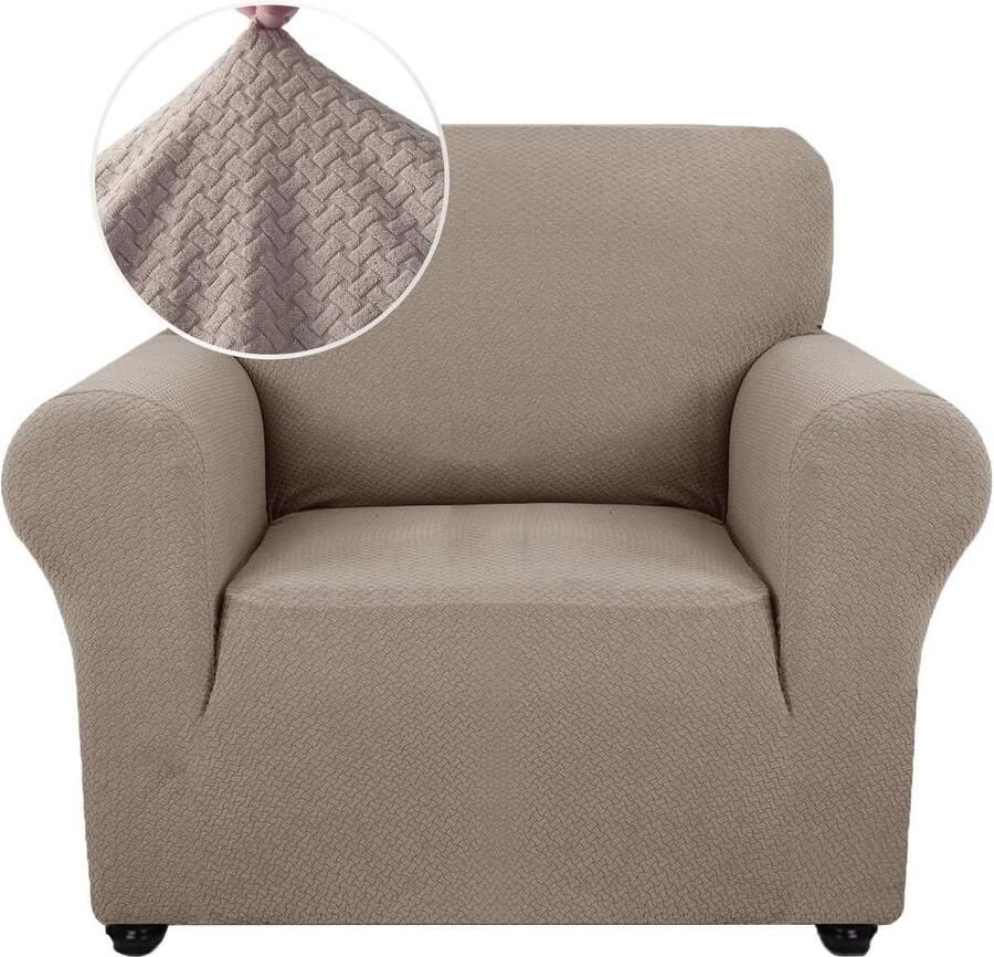 Stretch Bankhoes 1 Zit Elastische Bankhoezen Voor Woonkamer Universele Rekbare Armsteun Sofahoes Anti-slip Krasbestendig Meubelhoes Voor Bank Zand