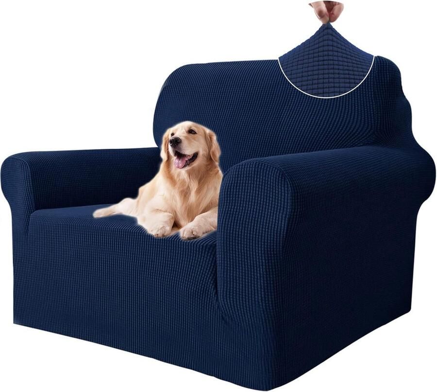 Stretch Bankhoes 1 Zit Elastische Bankhoezen Voor Woonkamer Universele Rekbare Armsteun Sofahoes Krasbestendig Meubelhoes Voor Bank Donkerblauw