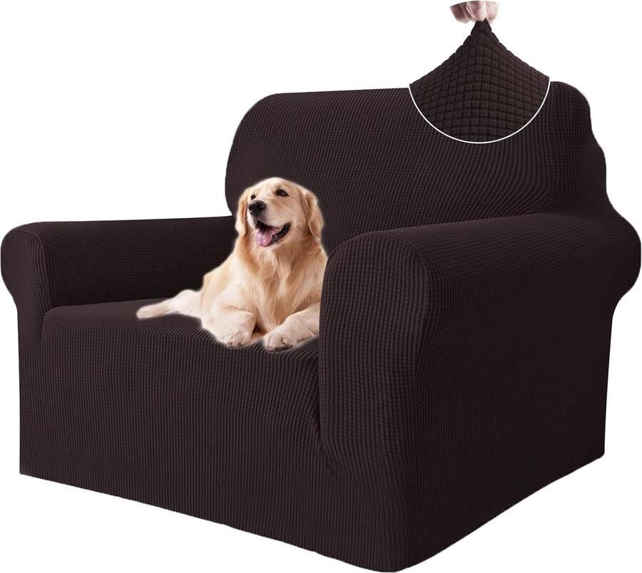 Stretch Bankhoes 1 Zit Elastische Bankhoezen Voor Woonkamer Universele Rekbare Armsteun Sofahoes Krasbestendig Meubelhoes Voor Bank Koffie