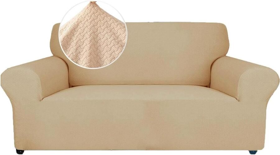 Stretch Bankhoes 2 Zits Elastisch Beige 1 Stuk