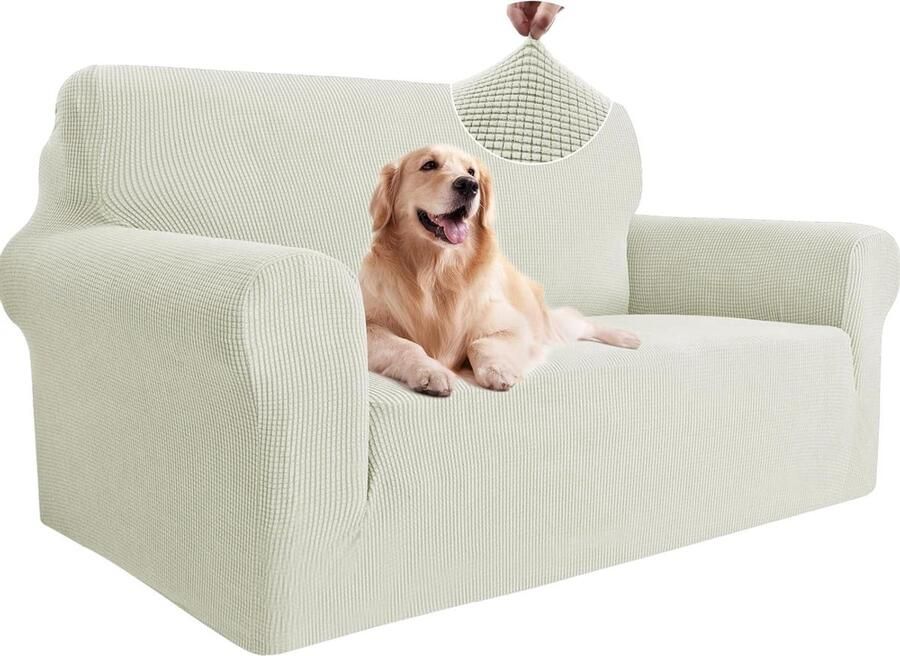 Stretch Bankhoes 2 Zits elastisch geschikt voor woonkamer 1 stuk natuurlijk wit