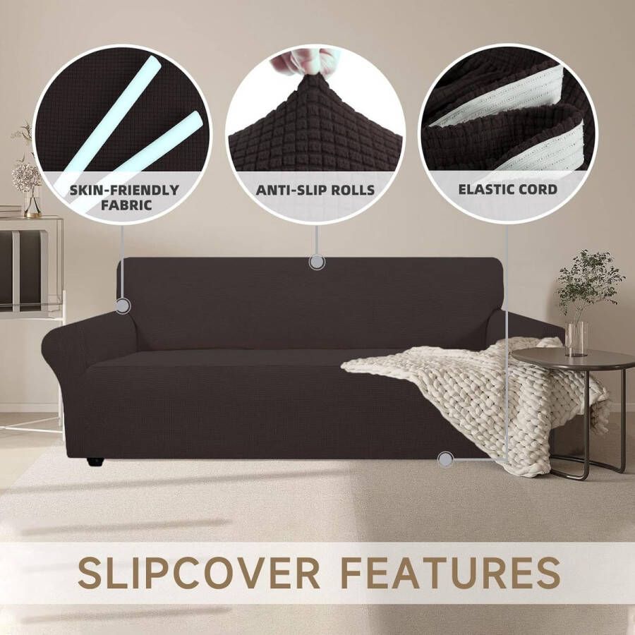 Stretch Bankhoes 2 Zits Elastische Bankhoezen Voor Woonkamer Universele Rekbare Armsteun Sofahoes Krasbestendig Meubelhoes Voor Bank Koffie