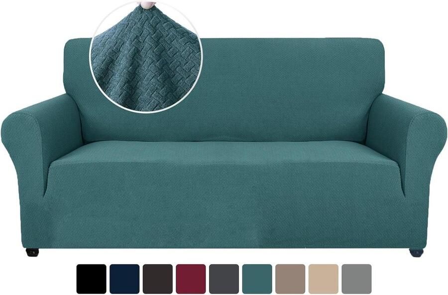 Stretch Bankhoes 2 Zits Elastische Bankhoezen Voor Woonkamer Universele Rekbare Armsteun Sofahoes Anti-slip Schuim Krasbestendig Meubelhoes Voor Bank Turquoise