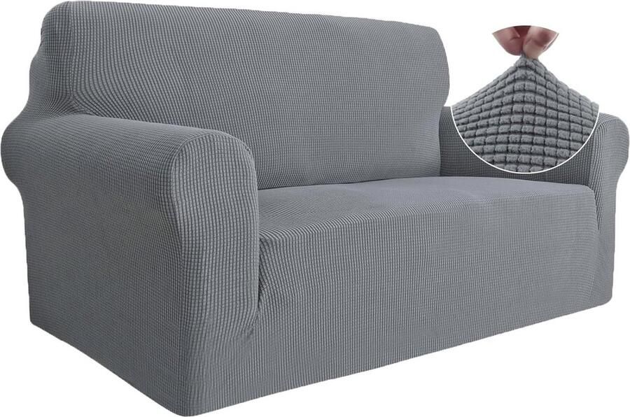 Stretch Bankhoes 2 Zits Elastische Bankhoezen Voor Woonkamer Universele Rekbare Armsteun Sofahoes Anti-slip Schuim Krasbestendig Meubelhoes Voor Bank Grijs