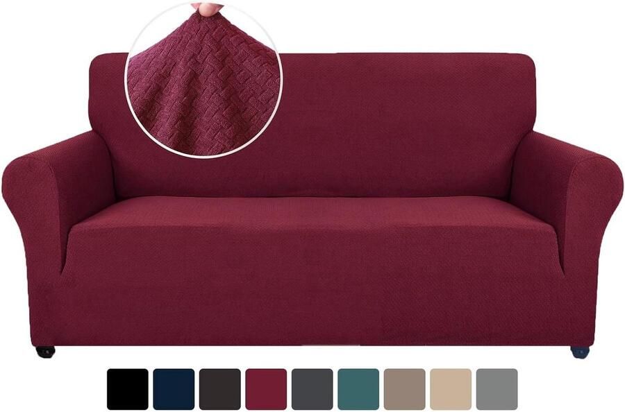 Stretch Bankhoes 2 Zits Elastische Bescherming 1 Stuk Bordeaux Krasbestendig