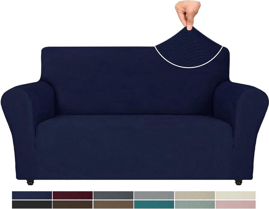 Stretch Bankhoes 2 Zits Elastische Sofahoes 1 Stuks Blauw