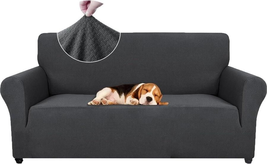 Stretch Bankhoes 2 Zits Elastische Bankhoezen voor Woonkamer Rekbare Armsteun Sofahoes Krasbestendig Meubelhoes voor Bank Donkergrijs