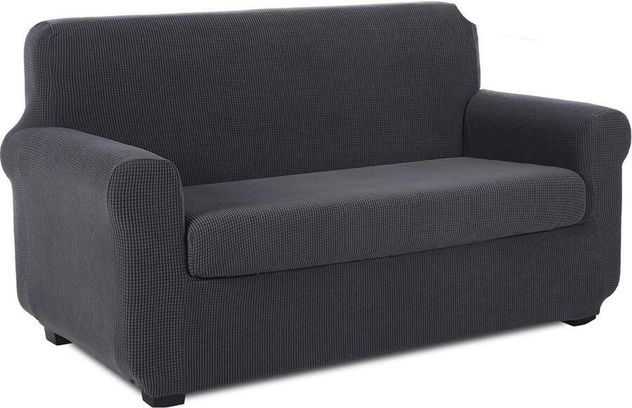 Stretch Bankhoes 2-Zits Meubelbeschermer Jacquard Design Grijs