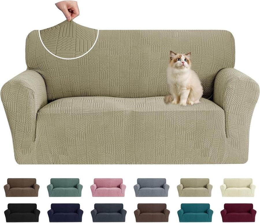 Stretch Bankhoes 2 Zits Rekbare Sofahoes Geschikt voor elke woonkamer 1 stuk Kaki Elastisch