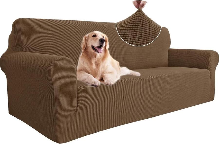 Stretch Bankhoes 3 Zits Elastisch Krasbestendig 1 stuk Bruin Universeel