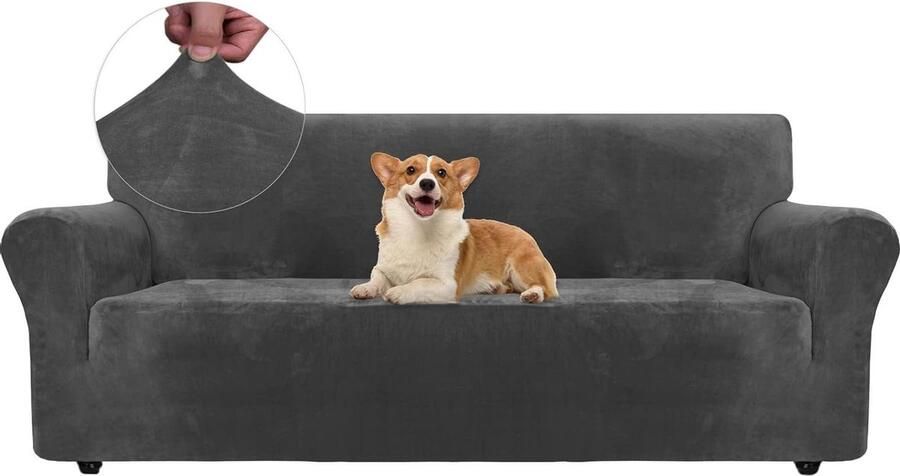 Stretch Bankhoes 3 Zits elastische bankhoesen 1 stuk grijs rekbaar