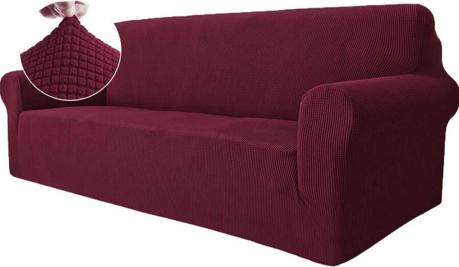 Stretch Bankhoes 3 Zits Elastische Bankhoezen Voor Woonkamer 1 Stuks Universele Rekbare Armsteun Sofahoes Met Anti-slip Schuim Krasbestendig Meubelhoes Voor Bank Bordeaux