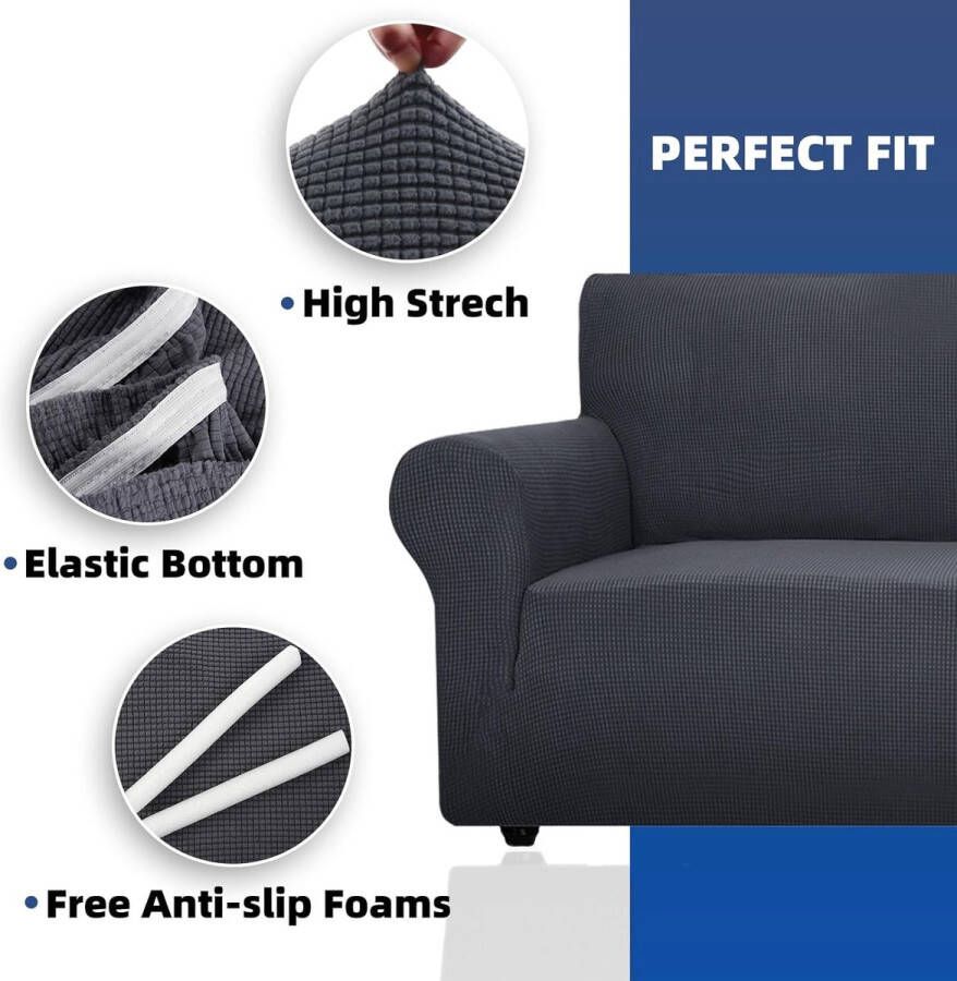 Stretch Bankhoes 3 Zits Elastische Bankhoezen Voor Woonkamer 1 Stuks Universele Rekbare Armsteun Sofahoes Met Anti-slip Schuim Krasbestendig Meubelhoes Voor Bank Antracet