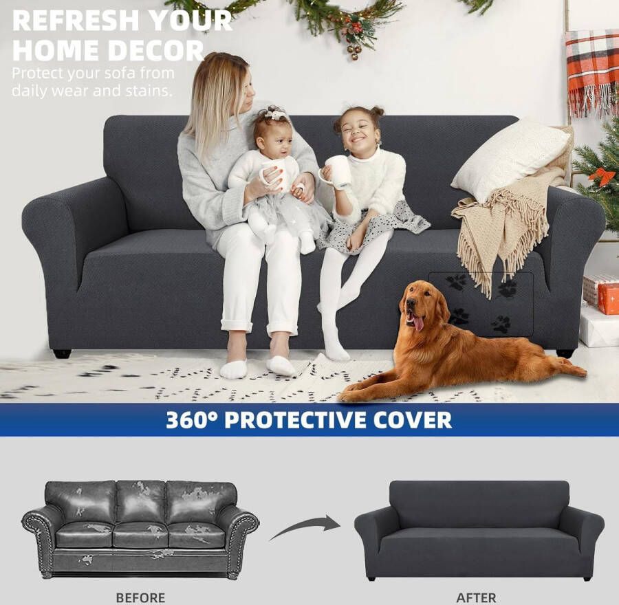 Stretch Bankhoes 3 Zits Elastische Bankhoezen Voor Woonkamer 1 Stuks Universele Rekbare Armsteun Sofahoes Met Anti-slip Schuim Krasbestendig Meubelhoes Voor Bank Grijs - Foto 2