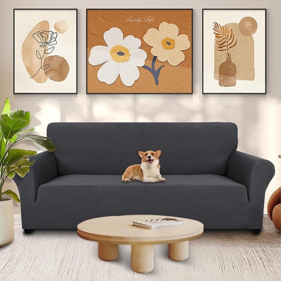 Stretch Bankhoes 3 Zits Elastische Bankhoezen Voor Woonkamer 1 Stuks Universele Rekbare Armsteun Sofahoes Met Anti-slip Schuim Krasbestendig Meubelhoes Voor Bank Grijs