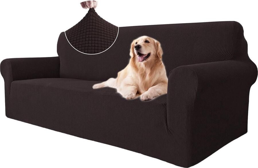 Stretch Bankhoes 3 Zits Elastische Bankhoezen Voor Woonkamer Universele Rekbare Armsteun Sofahoes Krasbestendig Meubelhoes Voor Bank Koffie