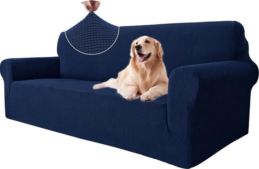 Stretch Bankhoes 3 Zits Elastische Bankhoezen Voor Woonkamer Universele Rekbare Armsteun Sofahoes Krasbestendig Meubelhoes Voor Bank Donkerblauw