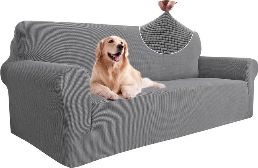 Stretch Bankhoes 3 Zits Elastische Bankhoezen Woonkamer Universeel Rekbare Armsteun Sofahoes Krasbestendig Meubelhoes Lichtgrijs