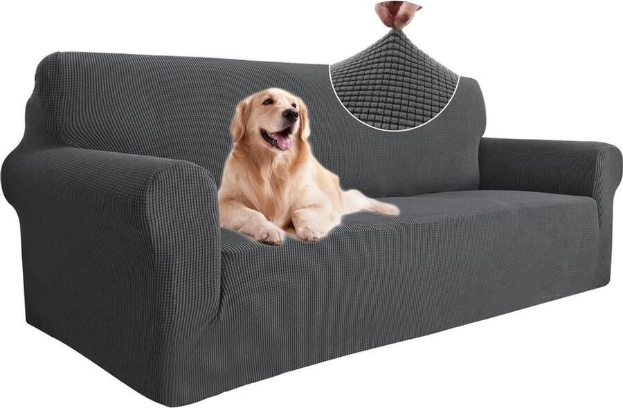 Stretch Bankhoes 3 Zits Elastische Bankhoezen Woonkamer Universele Rekbare Armsteun Sofahoes Krasbestendig Meubelhoes Donkergrijs Bankhoes